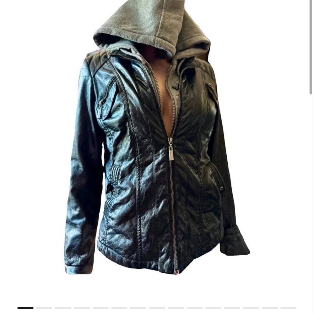 L2 vintage faux-leather moto jacket — Size L